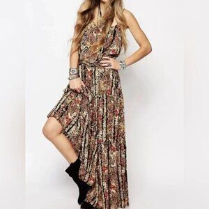 FREE PEOPLE VALERIE TIERED FLORAL OPEN BACK DRESS SMALL EUC